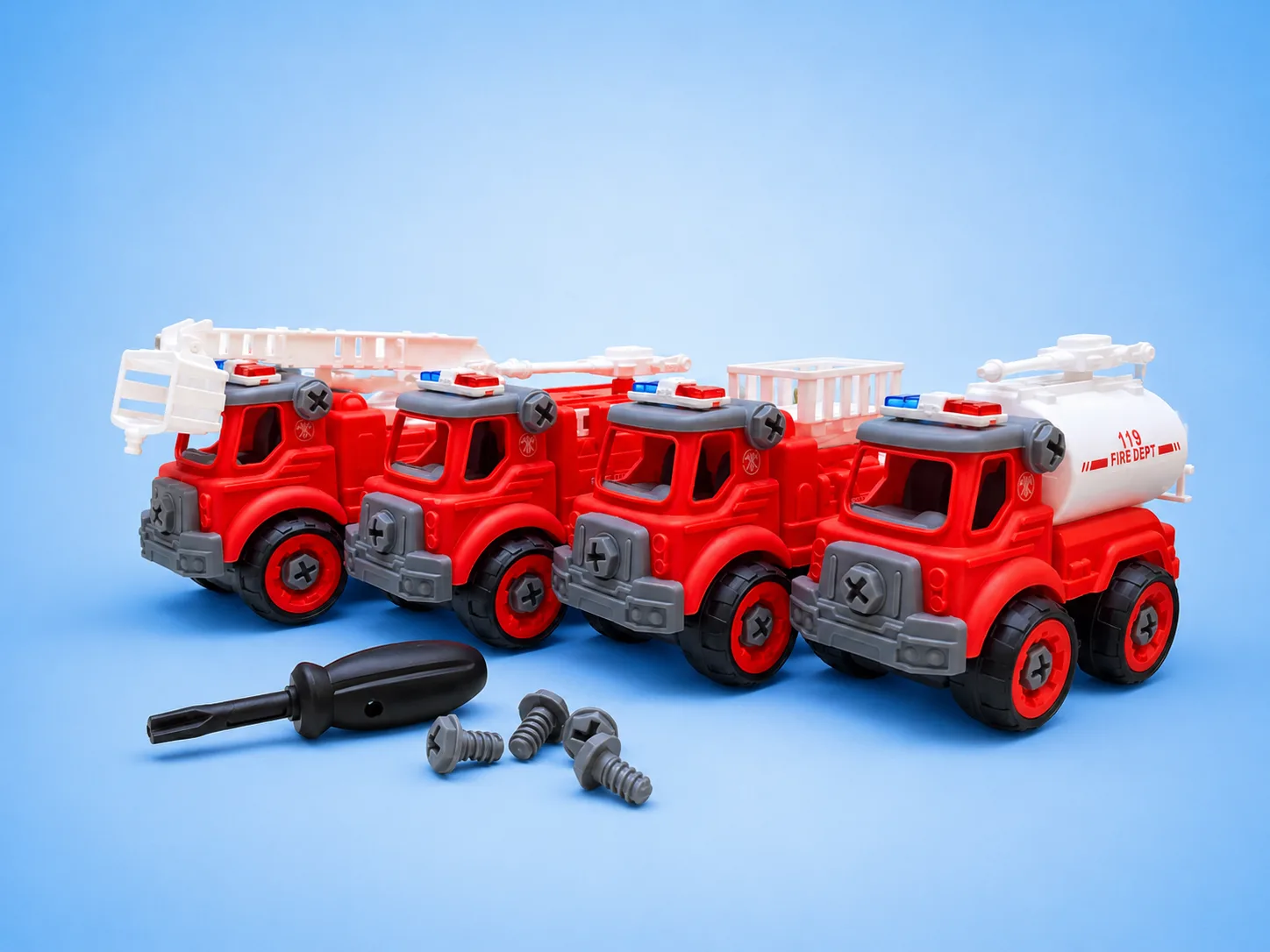 DIY Assembled Fire Dept Car Set